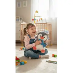 GENERICO - Peluche de Pinguino con Gorro Azul y Pez