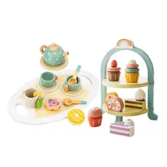 GENERICO - Juego de Té y Repostería Infantil de Madera - Set Didáctico