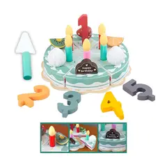 GENERICO - Set Torta de Cumpleaños Montessori - Juguete Rompecabezas de Madera 24pcs