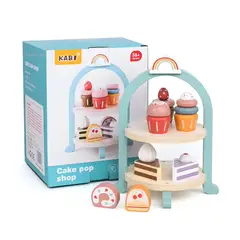 GENERICO - Pastelería Infantil Montessori - Juguete de Madera con Postres y Cupcakes