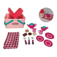 GENERICO - Juego de Té Infantil con Canasta Portátil y Mantel de Pícnic 18 Piezas
