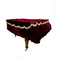 GENERICO - Funda cobertor para piano de cola color guinda con flecos dorados