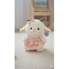 GENERICO - Peluche de Cabra con Vestido Rosa