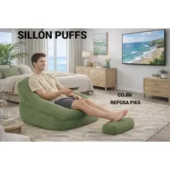 GENERICO - PUFFS SOFÁ SILLÓN Y REPOSAPIES TERRAZA DORMITORIO SALA OFICINA RELLENO POLIESTIRENO LAVABLE