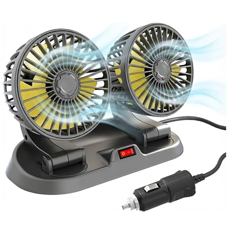 Ventilador de Auto Camioneta con 2 Ventiladores Cabezales Giratorios 12V
