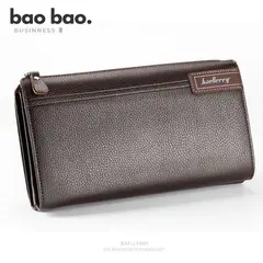 BAELLERRY - Billetera Hombre Cuero PU Negro y Marron Oscuro con Tarjetero Monedero