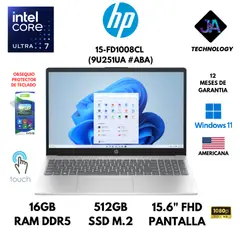 HP - LAPTOP 15-FD1008CL ULTRA 7 155H 16GB RAM 512GB SSD PANTALLA 15.6" FHD TACTIL WIN 11 AMERICANA