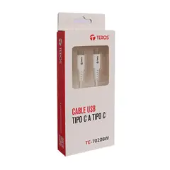 TEROS - Cable USB-C TE-70208W Tipo C a Tipo C 100W 5A Carga Rápida Blanco