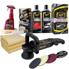 MEGUIARS - Kit Pulidora Rotorbital para Auto Meguiar’s MT310 Doble Acción + Pads y Productos
