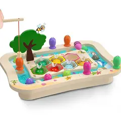 GENERICO - Juguete Montessori 2 en 1 de Madera Pesca Magnética Lake