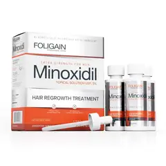 KIRKLAND SIGNATURE - Foligain Minoxidil 5% Liquido Aumento Cabello y Barba Pack X3