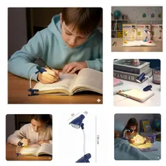 JUST HOME COLLECTION - PACK X2 LUZ DE LECTURA LED LUZ CÁLIDA CON CLIP INFANTIL DEER HOME COLLECTION AZULMARIN 3 PILAS EXTRA
