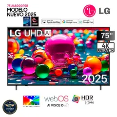 LG - Televisor 75 Pulg UHD 4K SMART TV THINQ AI 75UA8000PSB l Modelo 2025