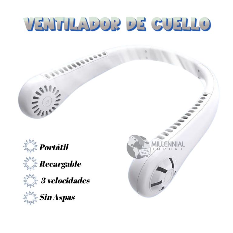 Ventilador de Cuello Portátil para Hombre 3 Velocidades