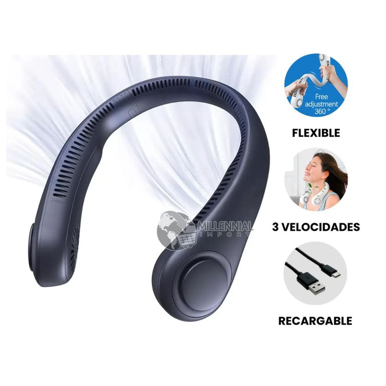 Mini Ventilador de Cuello para Hombre Manos Libres 3 Velocidades