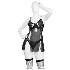 GENERICO - BABYDOLL LENCERIA DE ENCAJE SEXY CON MEDIAS