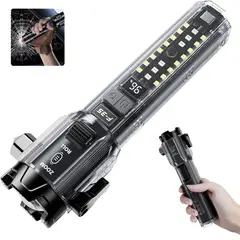 CAFINI - Linterna Táctica Profesional LED 30W Recargable con Funciones de Seguridad