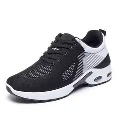 DANWEILE - Zapatillas de running transpirables con cordones para mujer - negro