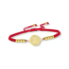 SANTORAL - Pulsera Medalla de San Benito Billas - Hilo Rojo y Acero
