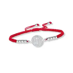 SANTORAL - Pulsera Medalla de San Benito Billas - Hilo Rojo y Acero