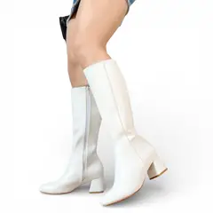 GENERICO - Bota Mujer Clasica Caña Alta Taco 5 2086-75 Color Blanco