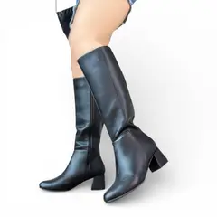 GENERICO - Bota Mujer Clasica Caña Alta Taco 5 2086-75 Color Negro