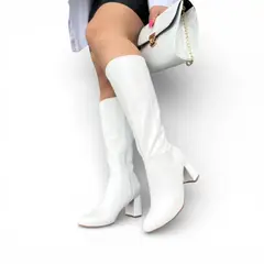 GENERICO - Bota Mujer Clasica Caña Alta Taco 7 2086-75 Color Blanco