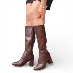 GENERICO - Bota Mujer Clasica Caña Alta Taco 7 2086-75 Color Marron