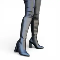 GENERICO - Bota Mujer Clasica Caña Alta Taco 9 2086-75 Color Negro