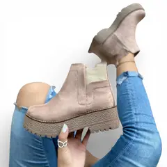 GENERICO - Botin Mujer Gamuza Elastico 2086L-60 Color Beige