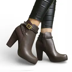 GENERICO - Botin Mujer Taco 9 Trensa 2086L-68 Color Marron