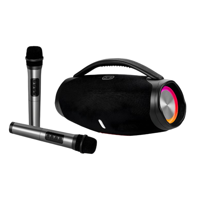 PARLANTE PORTATIL BLUETOOTH CON MICROFONOS FX VIBRANCE NEGRO