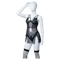 GENERICO - BABYDOLL LENCERIA DE ENCAJE SEXY CON MEDIAS