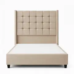 GENERICO - Cama Tapizada Confort Cubo Beige 2 Plazas