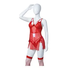 GENERICO - BABYDOLL LENCERIA DE ENCAJE SEXY CON MEDIAS