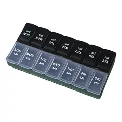 GENERICO - PASTILLERO ORGANIZADOR DOBLE TURNO MUY ÚTIL DE BOLSILLO 14.5 x 6 cm