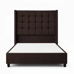 GENERICO - Cama Tapizada Confort Cubo Chocolate 2 Plazas