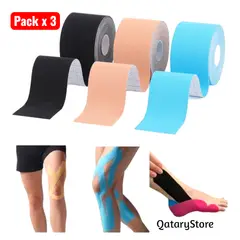 OEM - Pack x3 Cinta Kinesiologica Elastica Adhesiva 5cmx5m FisioTerapia y Deportes