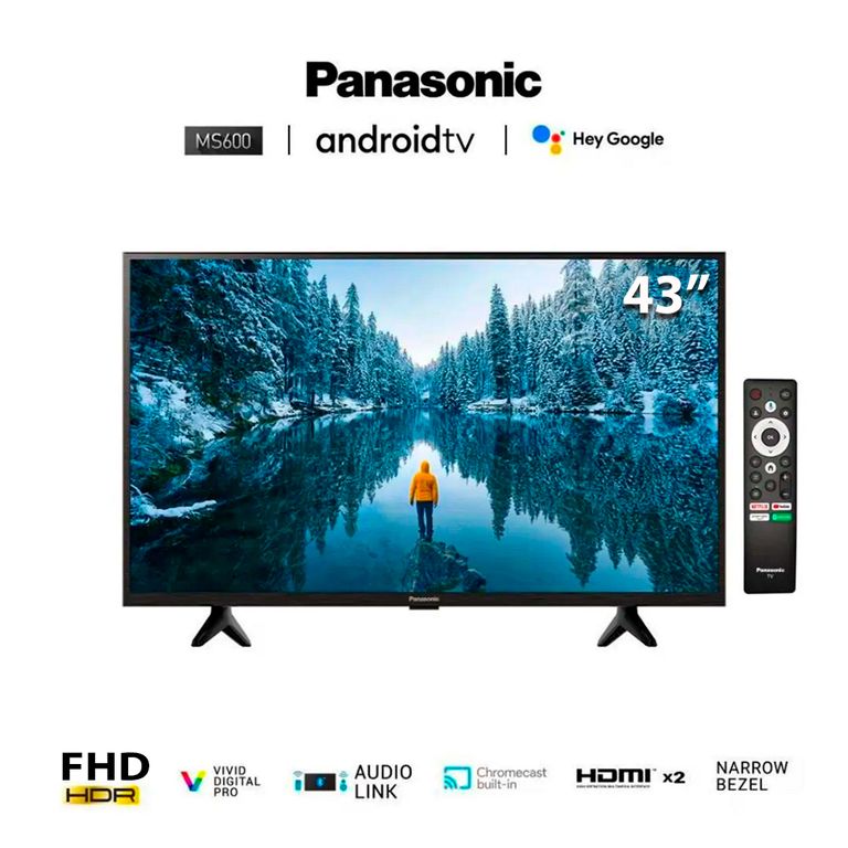 Televisor 43 Android Tv FHD TC-43MS600P Nuevo Modelo - Negro