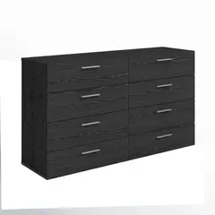 PELIKANO - Comoda Melamina Eco 8 Cajones 1.20m / Negro Maderado