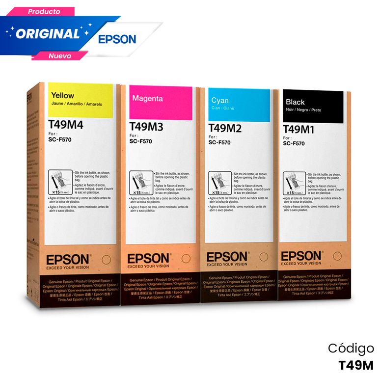 Kit Tinta T49M Original Negro Cian Magenta Amarillo