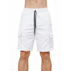 ENKI - Short Hombre Waffle Blanco Casual Premium Urbano
