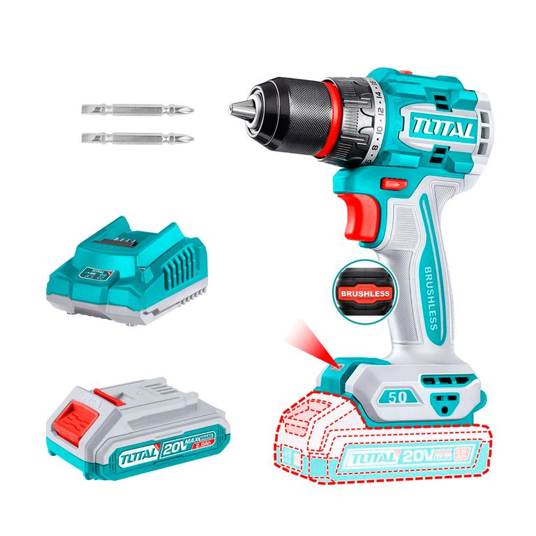 Taladro Atornillador Brushless 50nm Con Batcarg Total Turquesa 5060hz