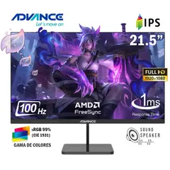 ADVANCE - Monitor ADV-2152S 215 FHD IPS 100Hz 1ms HDMI DP VGA Con Parlantes incorporados