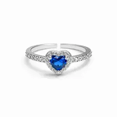 GENERICO - Anillo Ajustable Mujer Corazón con Brillos Dorado o Plateado Piedra Azul Rosa o Cristal