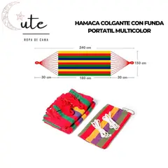 CUTE - HAMACA COLGANTE CON FUNDA PORTÁTIL MULTICOLOR