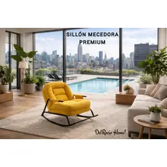 GENERICO - SILLA MECEDORA SOFÁ RECLINABLE SILLÓN PLEGABLE TERRAZA JARDÍN SALA PREMIUM AMARILLO