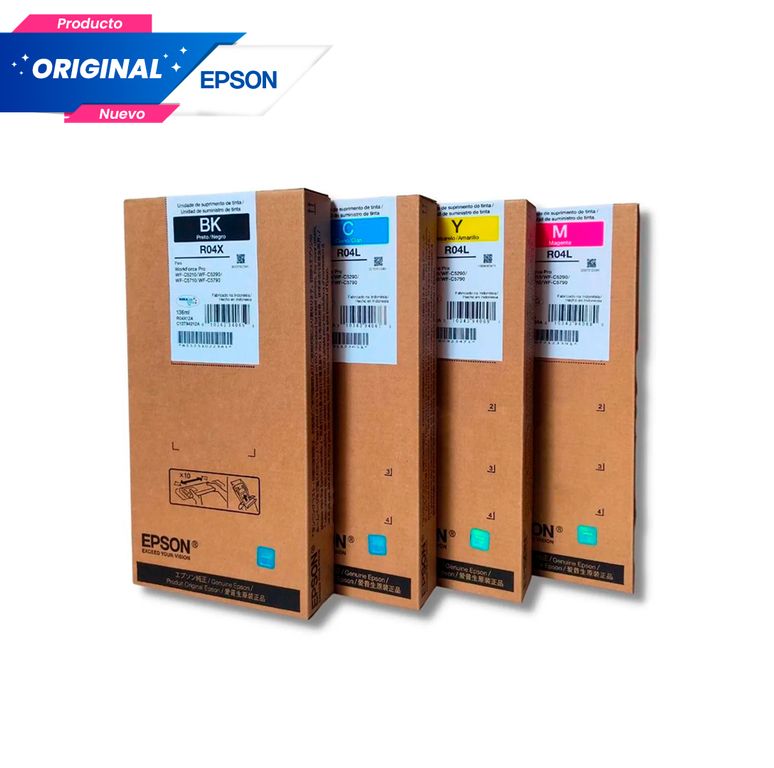Kit Tinta T941 T942 R04X - R04L Original Negro Cian Magenta Amarillo