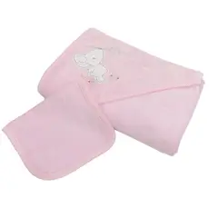 GENERICO - Toalla de Baño Bebé con Capucha Rosada Felpa Algodón 95 cm x 86 cm