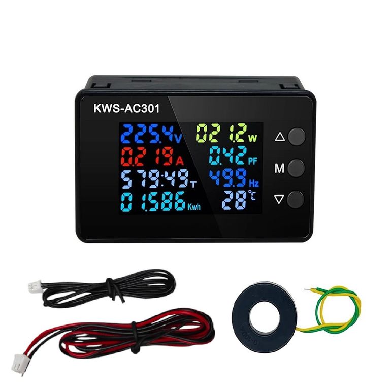 Medidor de Energía Corriente 8 en 1 Portatil 100A KWS-AC301